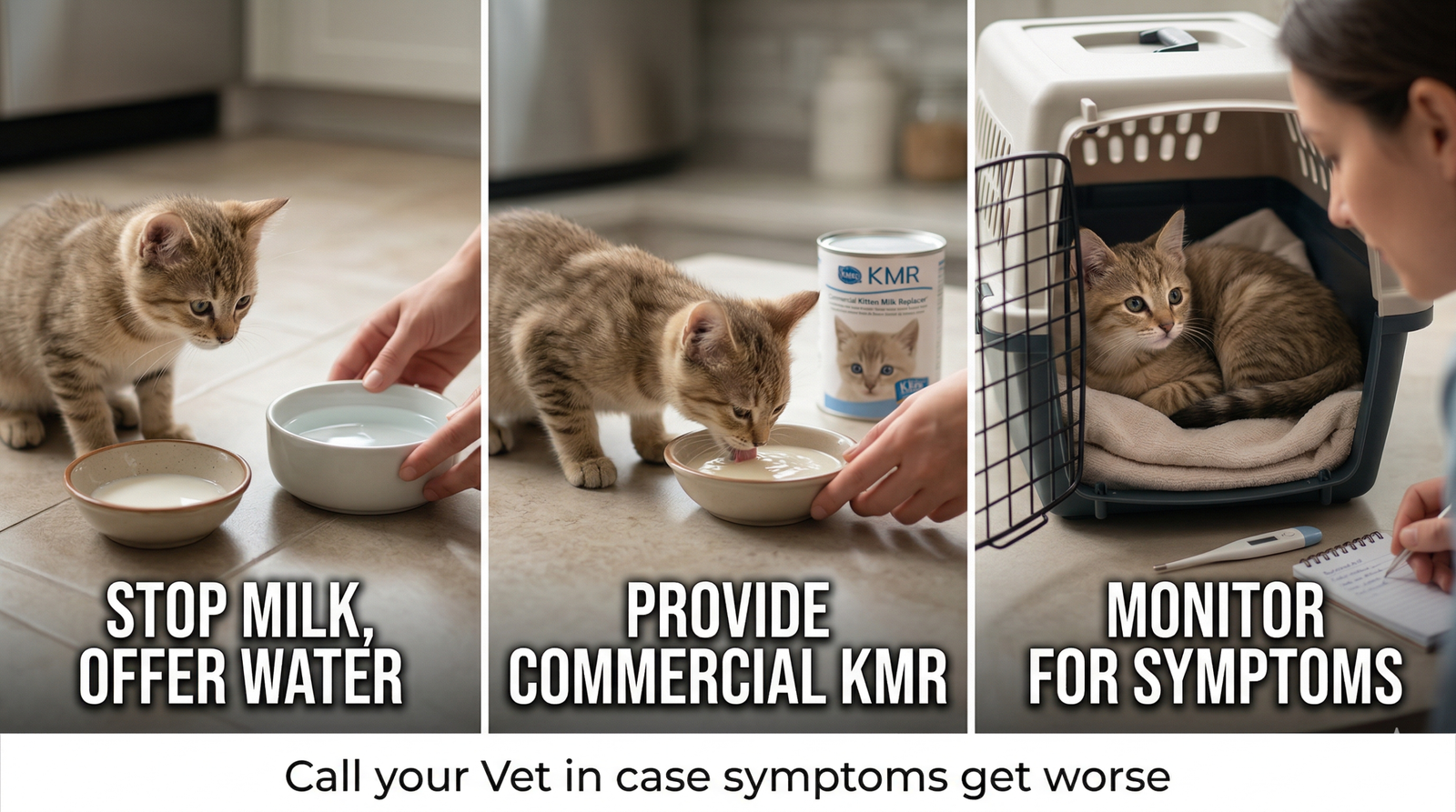 Feeding cow's milk to a hungry kitten Feeding cow’s milk to a hungry kitten