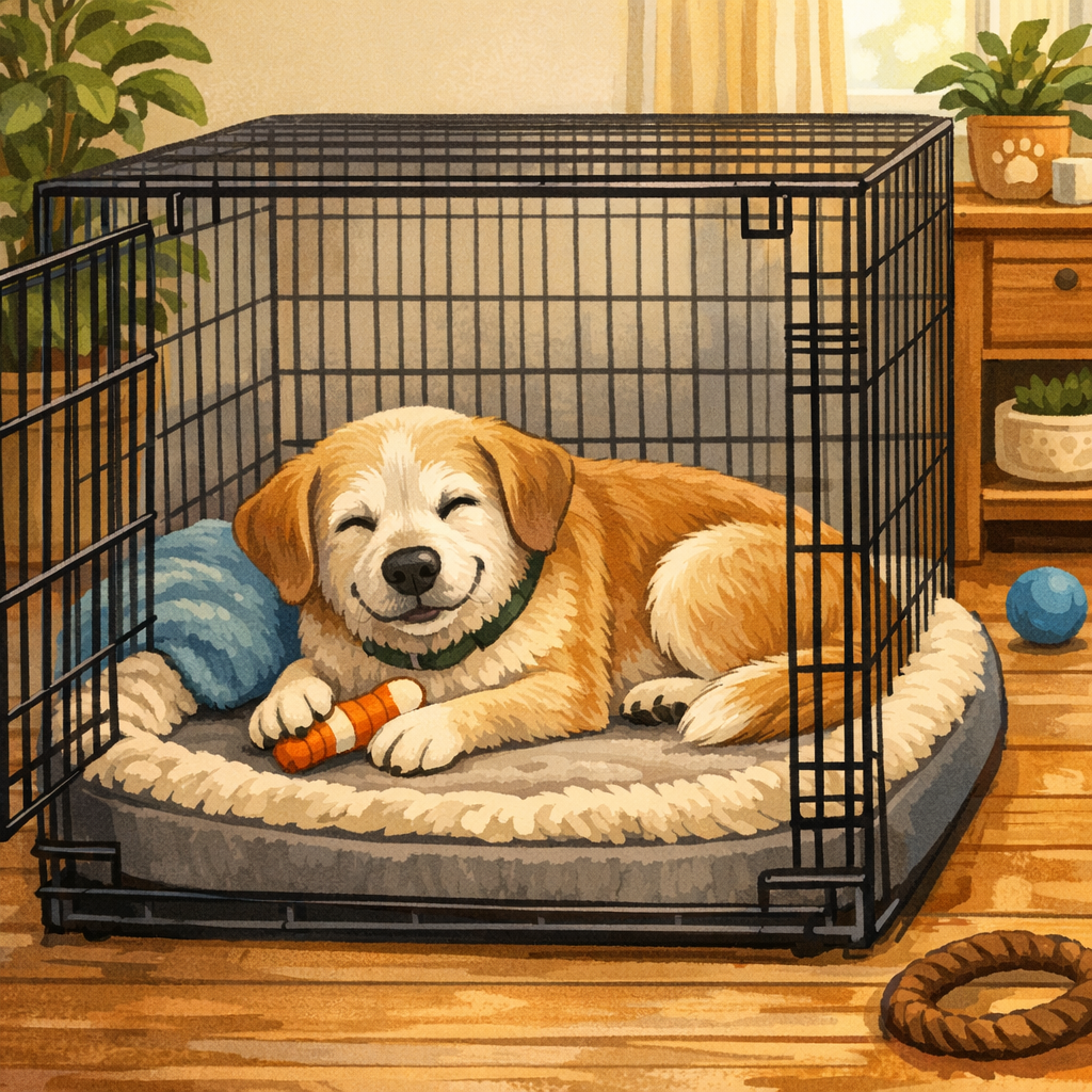crate train older dog