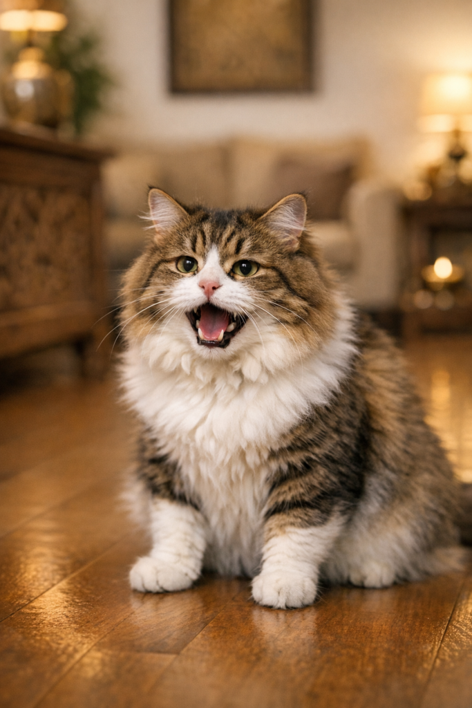 cat panting after playing