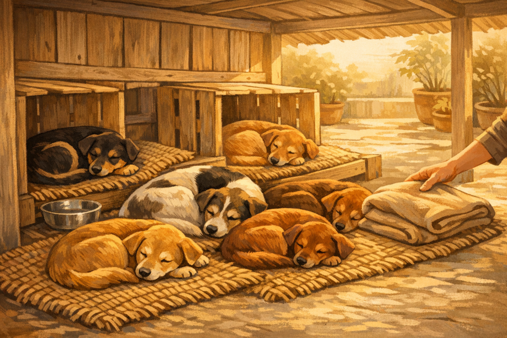 winter shelter for street dogs in India