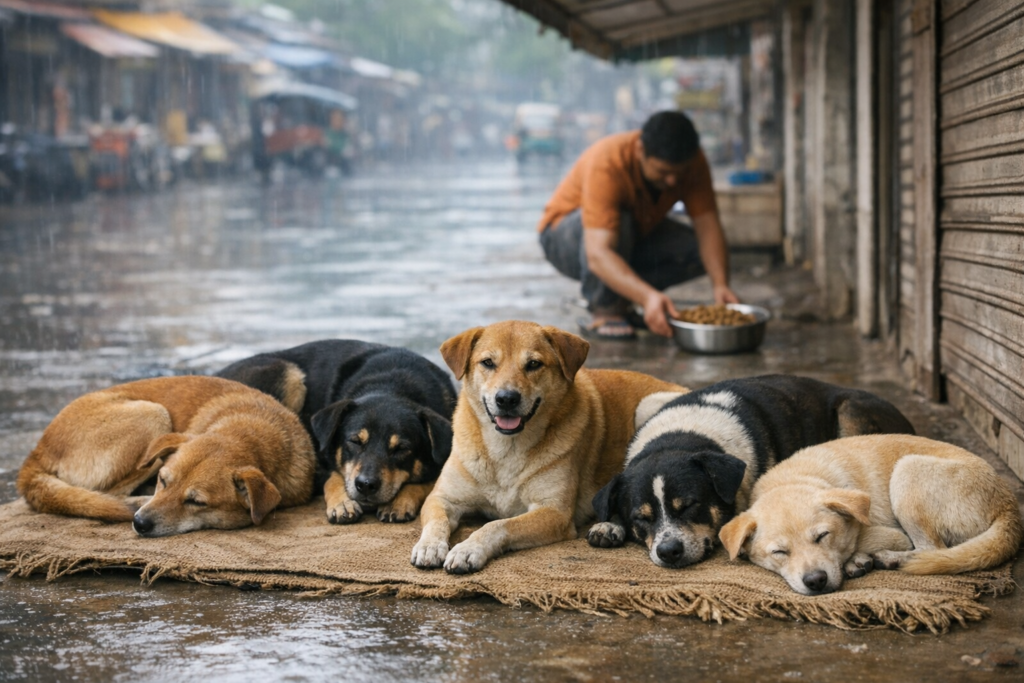 monsoon care for street dogs