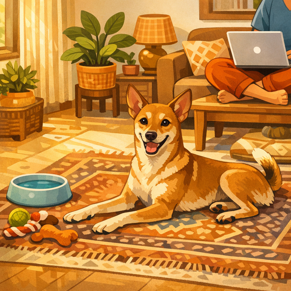 indie dog in apartment