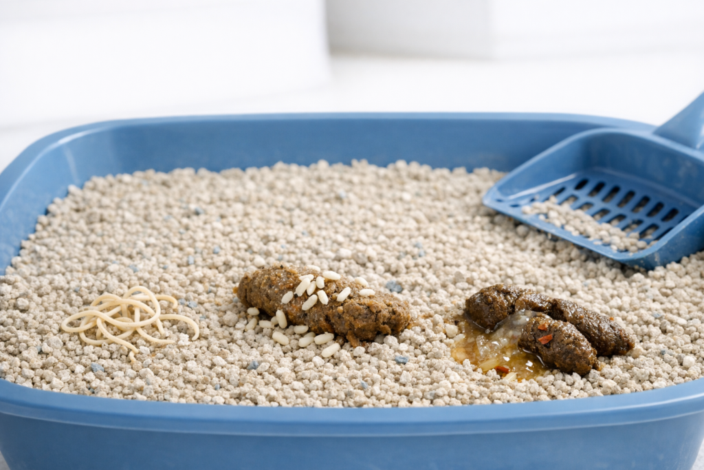 cat worms in poop